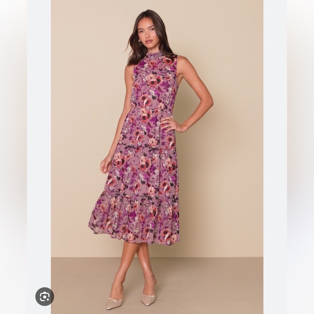NWT In My Dreams Mauve Floral Print Midi Dress